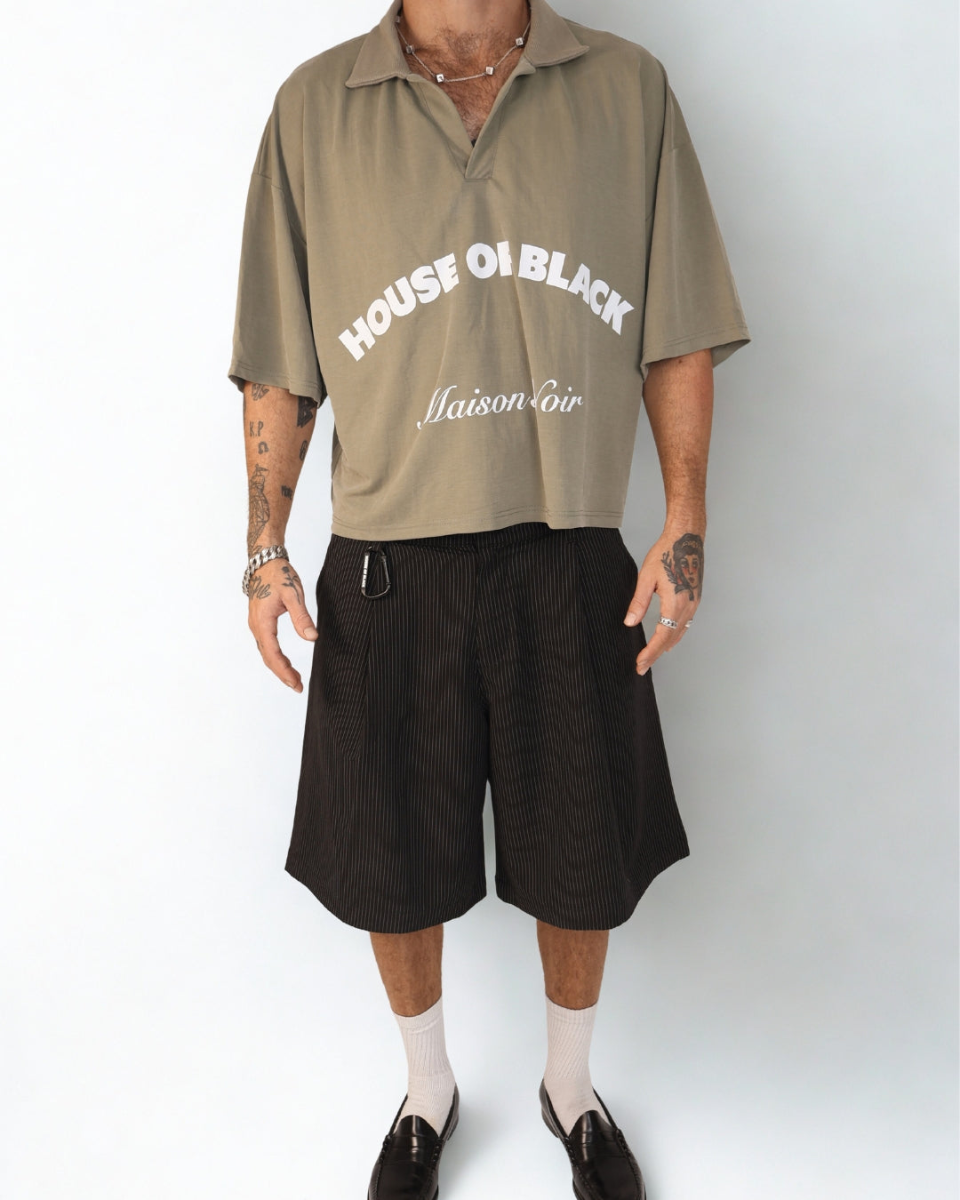 MAISON NOIR Green cropped polo shirt