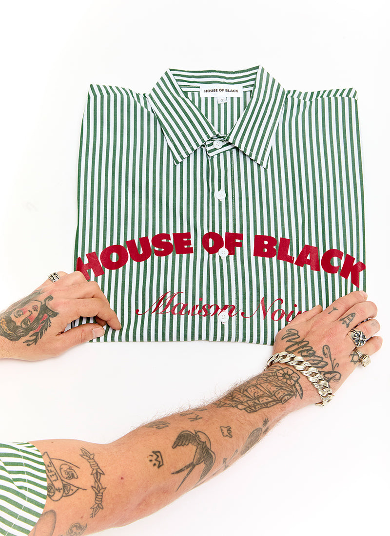 MAISON NOIR Green Pinstripe Shirt