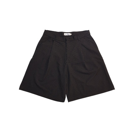 HOB pleated pinstripe balloon shorts in black
