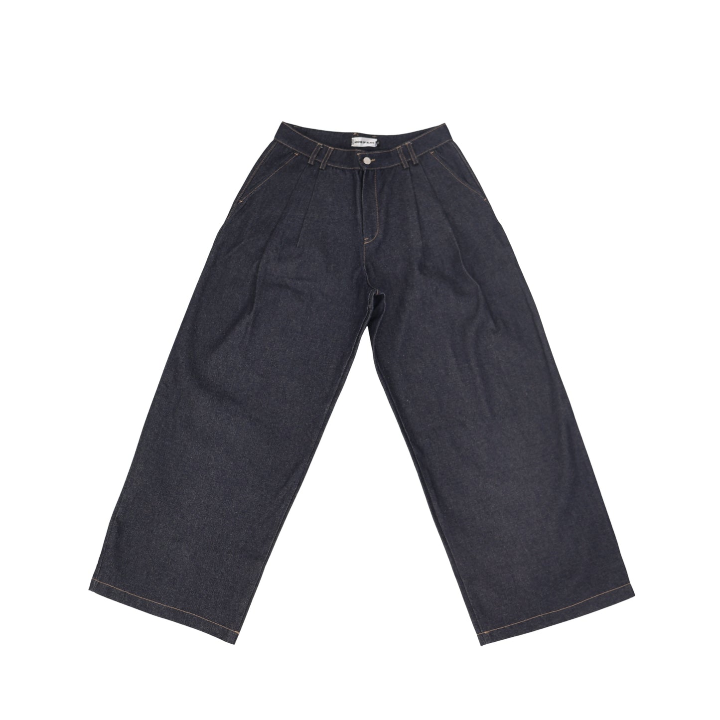 HOB pleated raw denim in Indigo