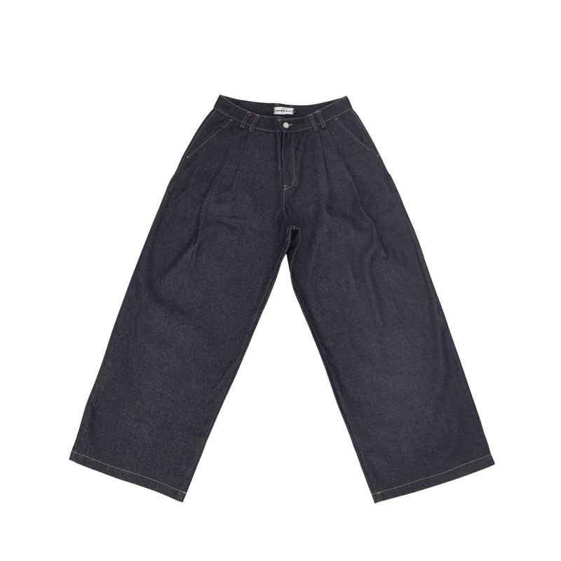 HOB pleated raw denim in Indigo