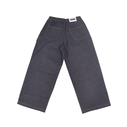 HOB pleated raw denim in Indigo