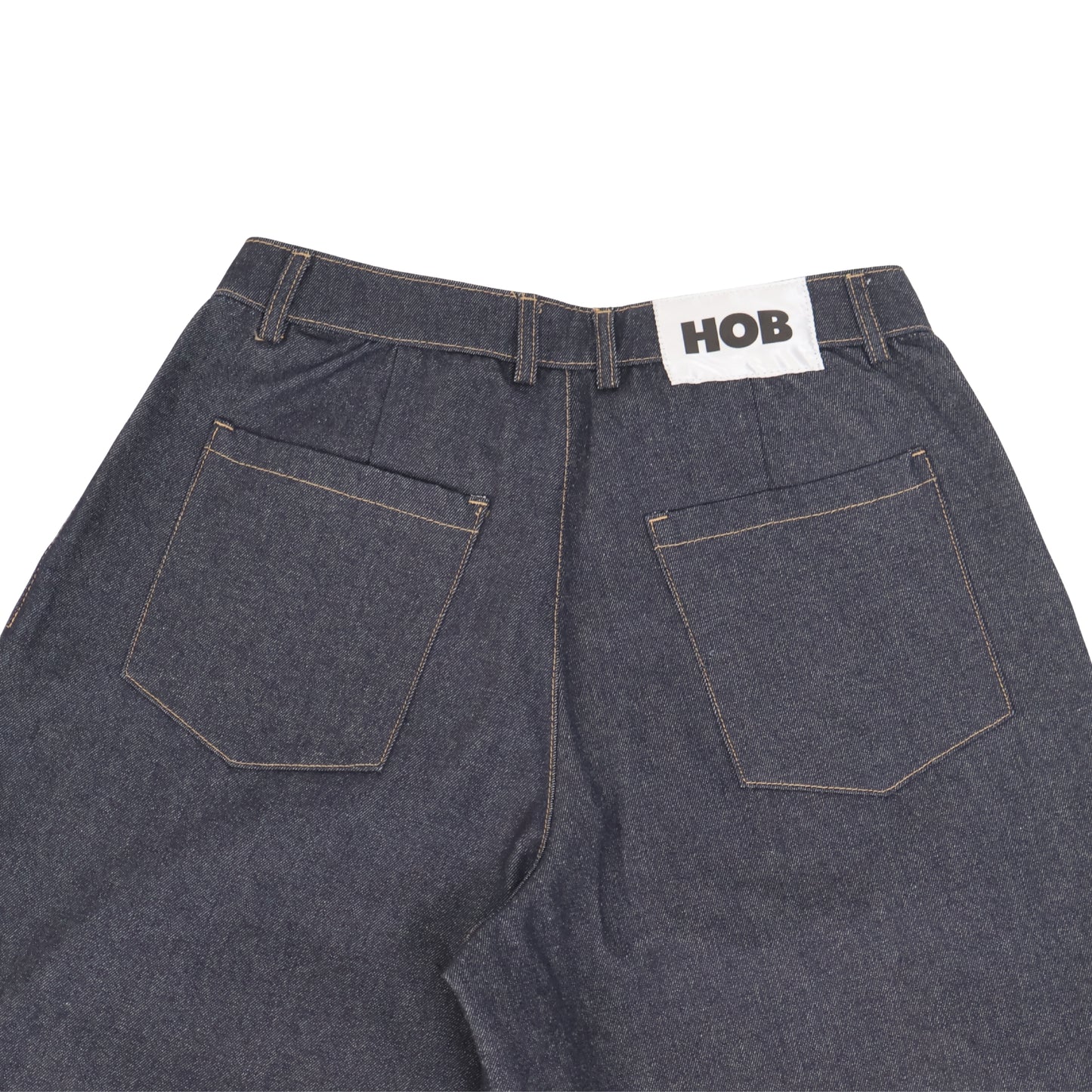 HOB pleated raw denim in Indigo
