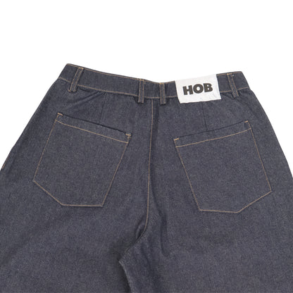 HOB pleated raw denim in Indigo