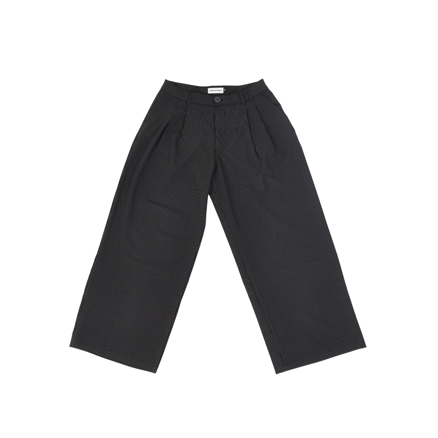 HOB pleated pinstripe pants in Black