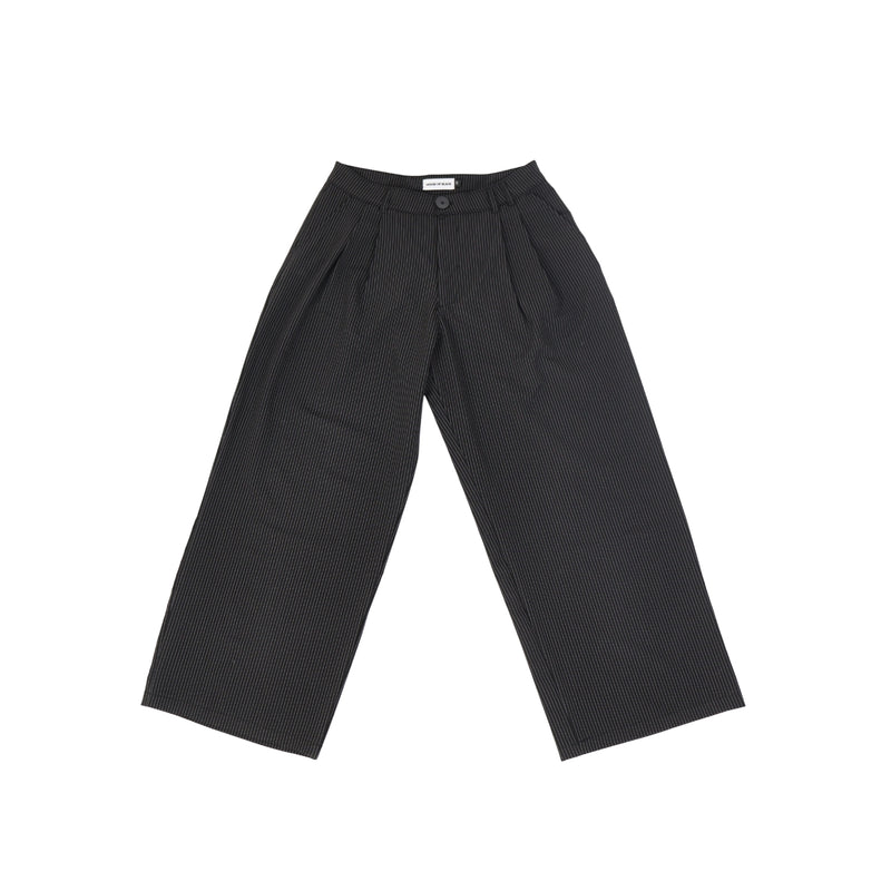 HOB pleated pinstripe pants in Black