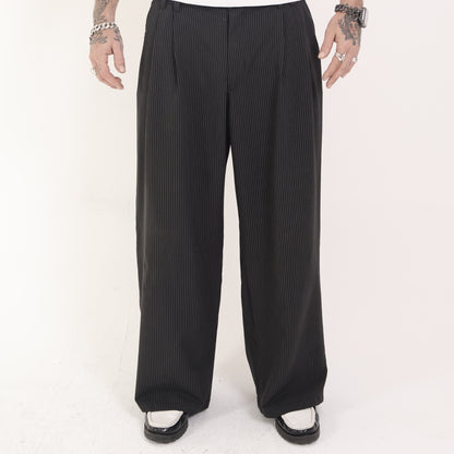HOB pleated pinstripe pants in Black