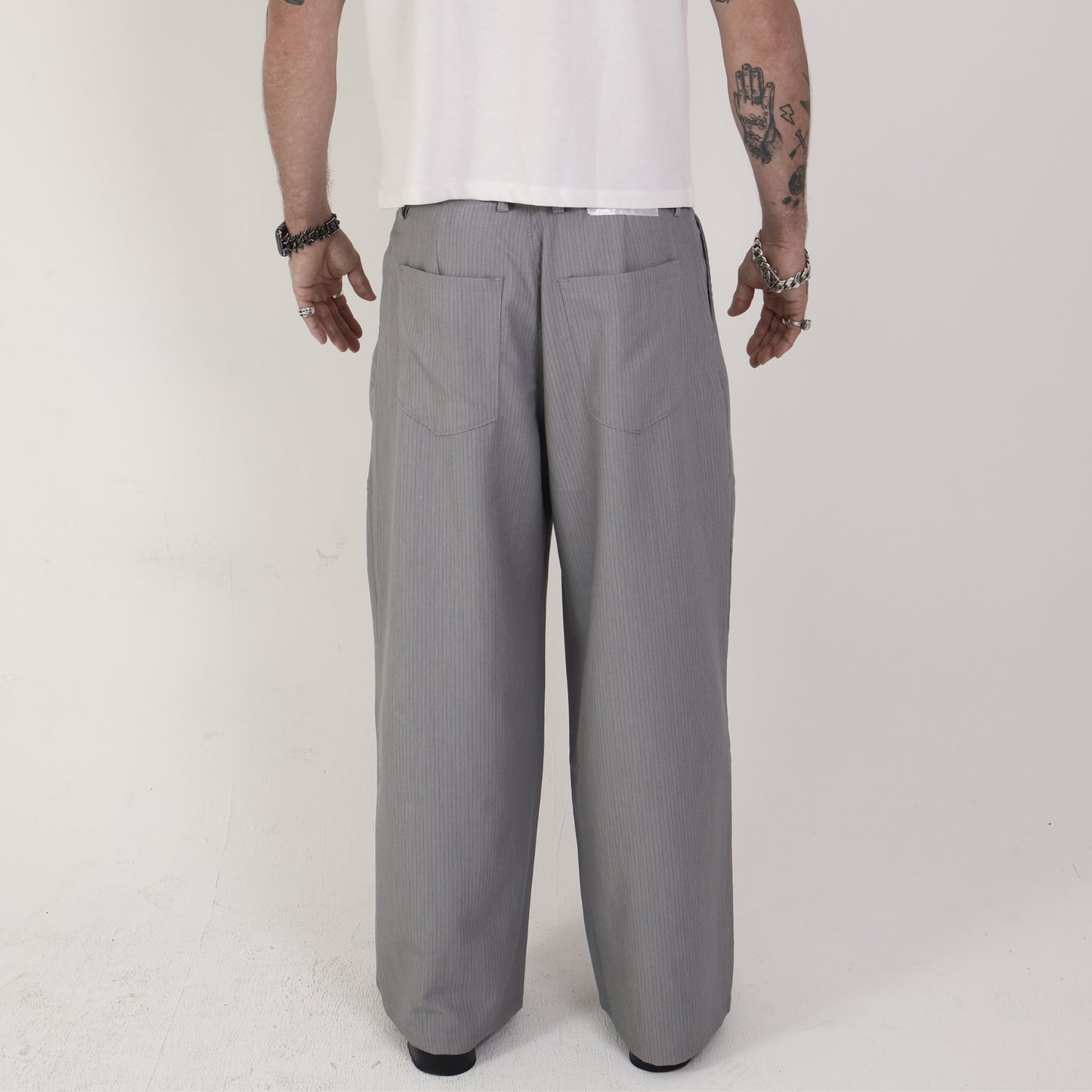 HOB pleated pinstripe pants in Grey
