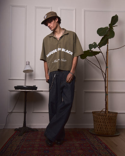 MAISON NOIR Green cropped polo shirt