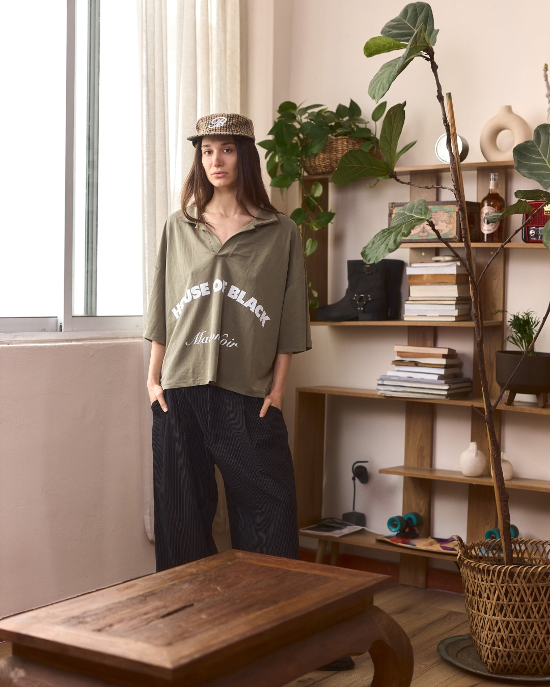 MAISON NOIR Green cropped polo shirt
