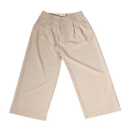 HOB pleated pinstripe pants in Beige