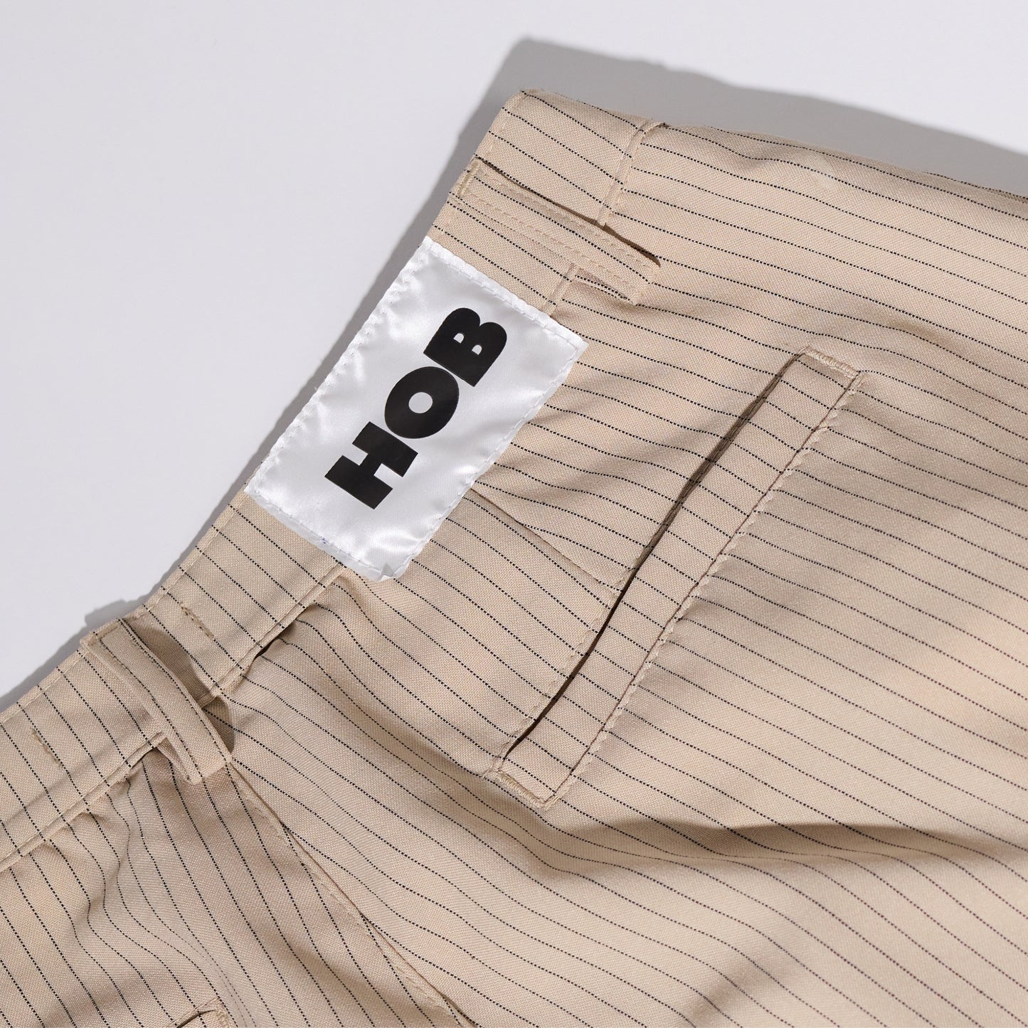 HOB pleated pinstripe pants in Beige