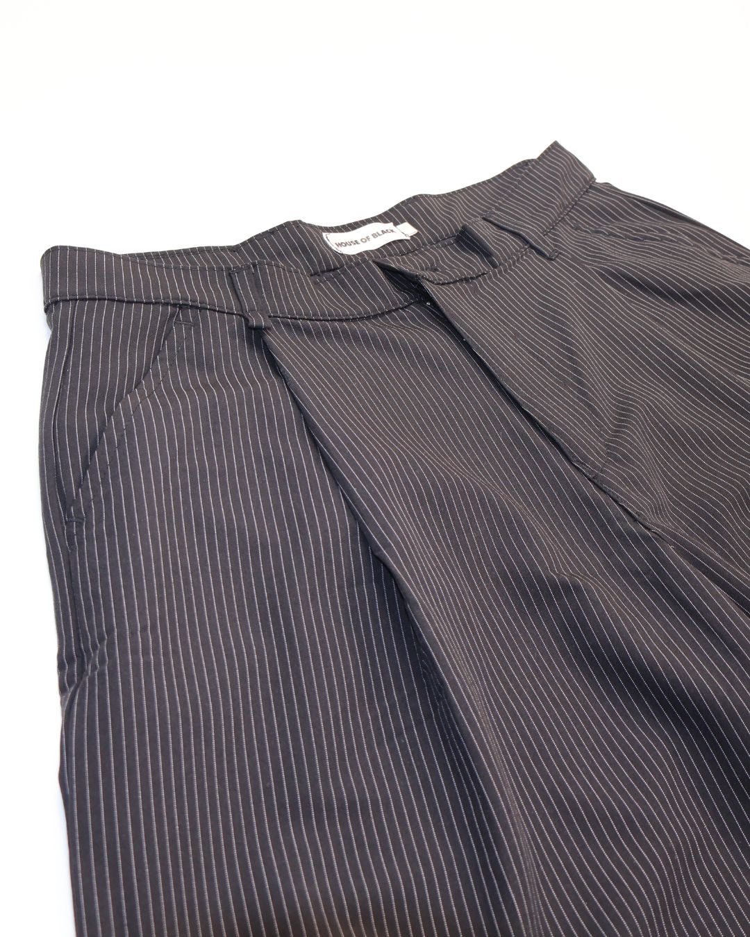 HOB pleated pinstripe balloon shorts in black
