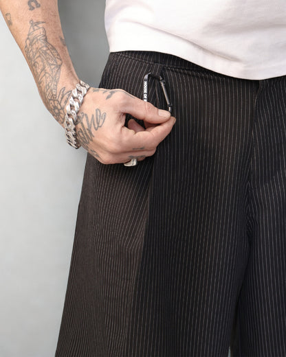 HOB pleated pinstripe balloon shorts in black
