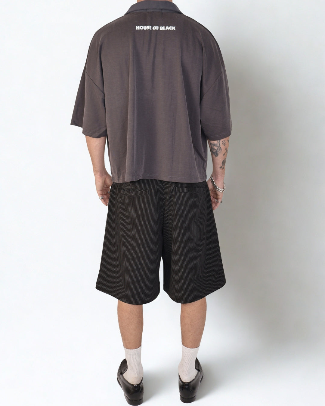 MAISON NOIR Grey cropped polo shirt