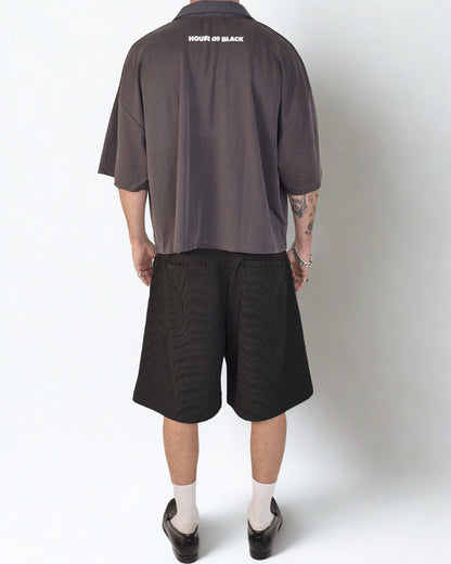 MAISON NOIR Grey cropped polo shirt