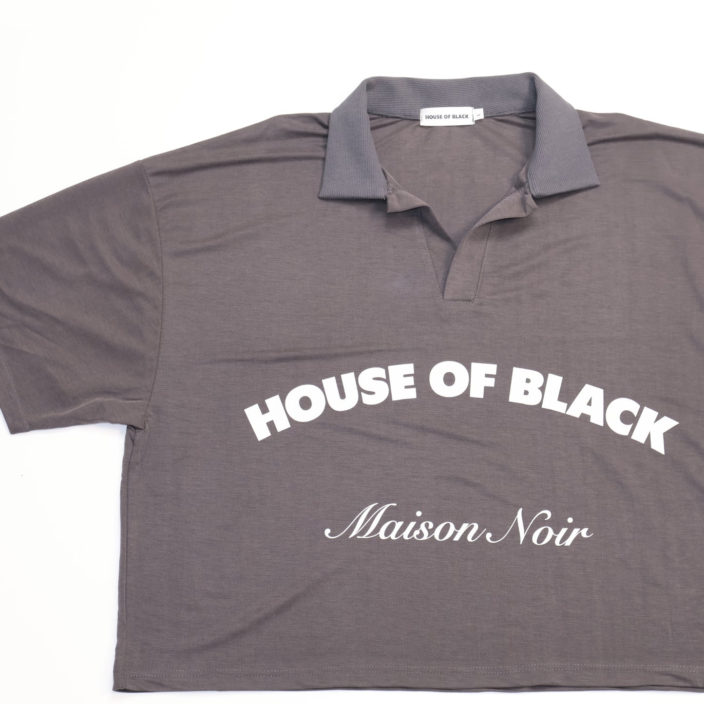 MAISON NOIR Grey cropped polo shirt