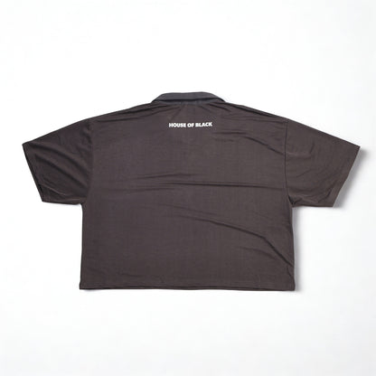 MAISON NOIR Grey cropped polo shirt