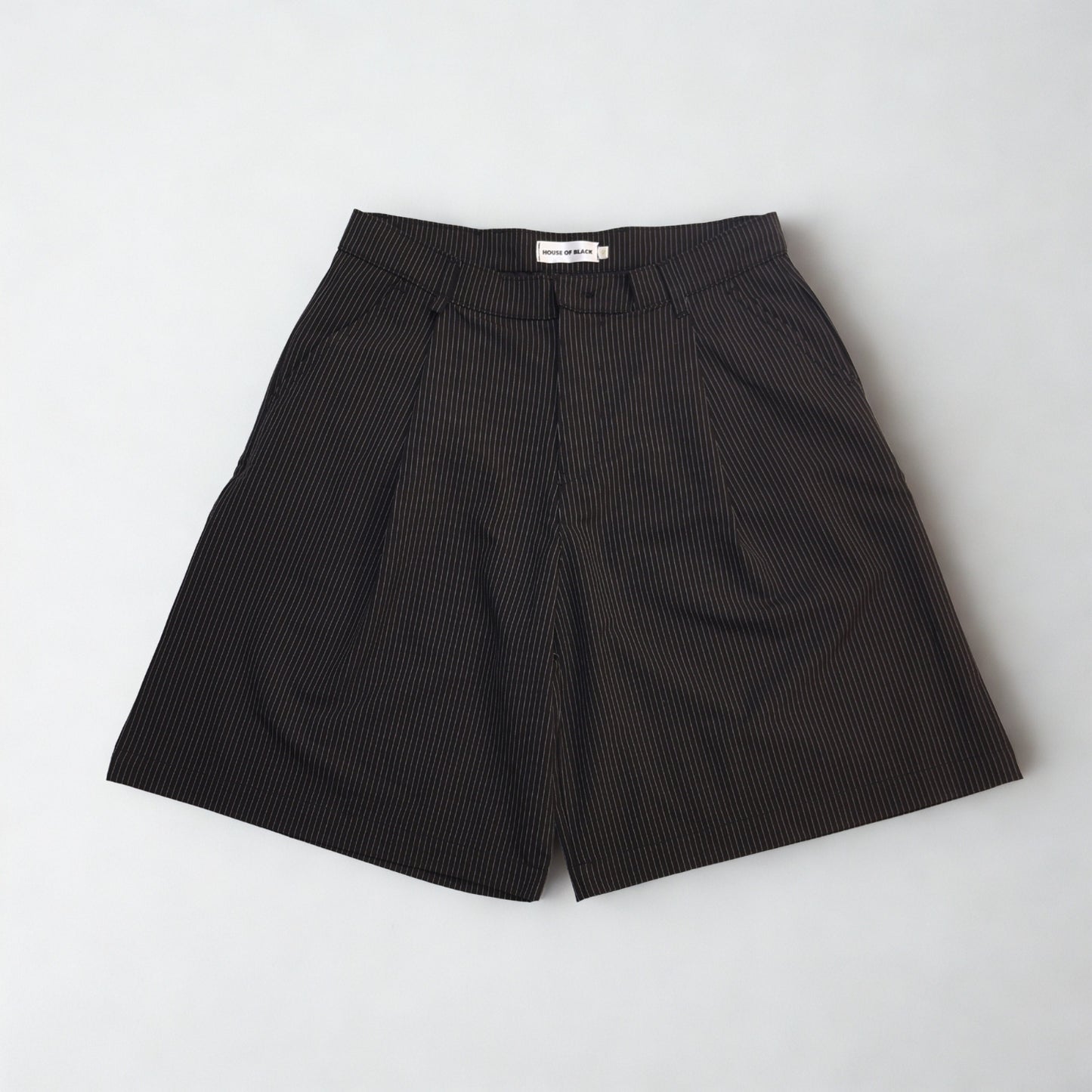 HOB pleated pinstripe balloon shorts in black
