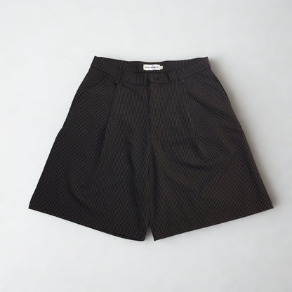 HOB pleated pinstripe balloon shorts in black