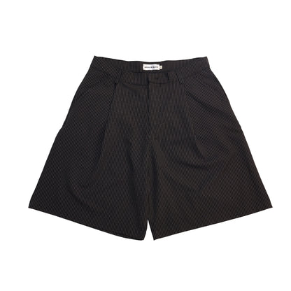 HOB pleated pinstripe balloon shorts in black