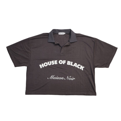 MAISON NOIR Grey cropped polo shirt