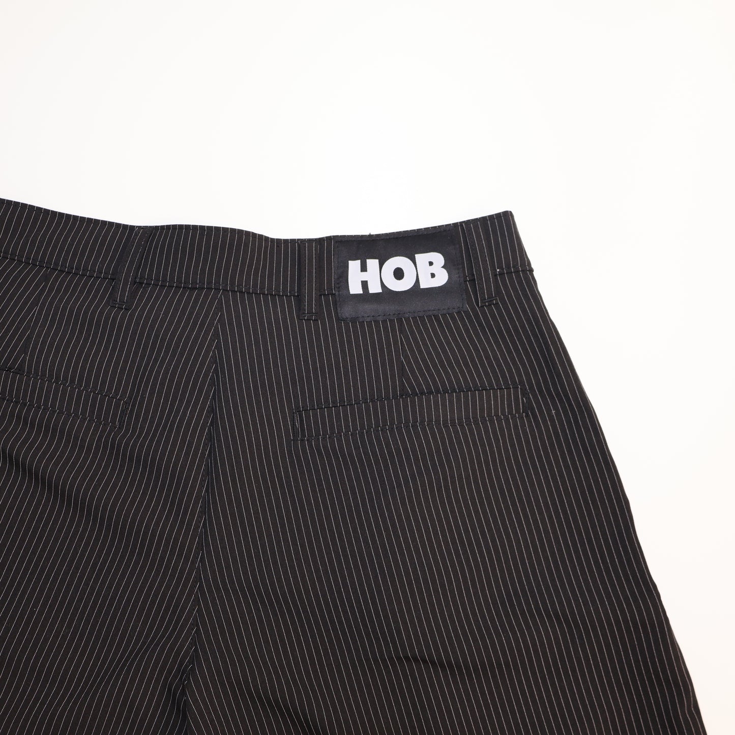 HOB pleated pinstripe balloon shorts in black