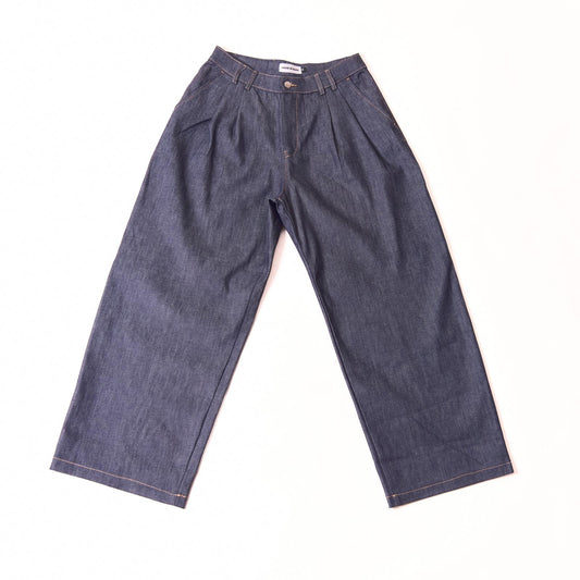 "Kojima" pleated selvedge demim