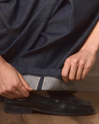 "Kojima" pleated selvedge demim