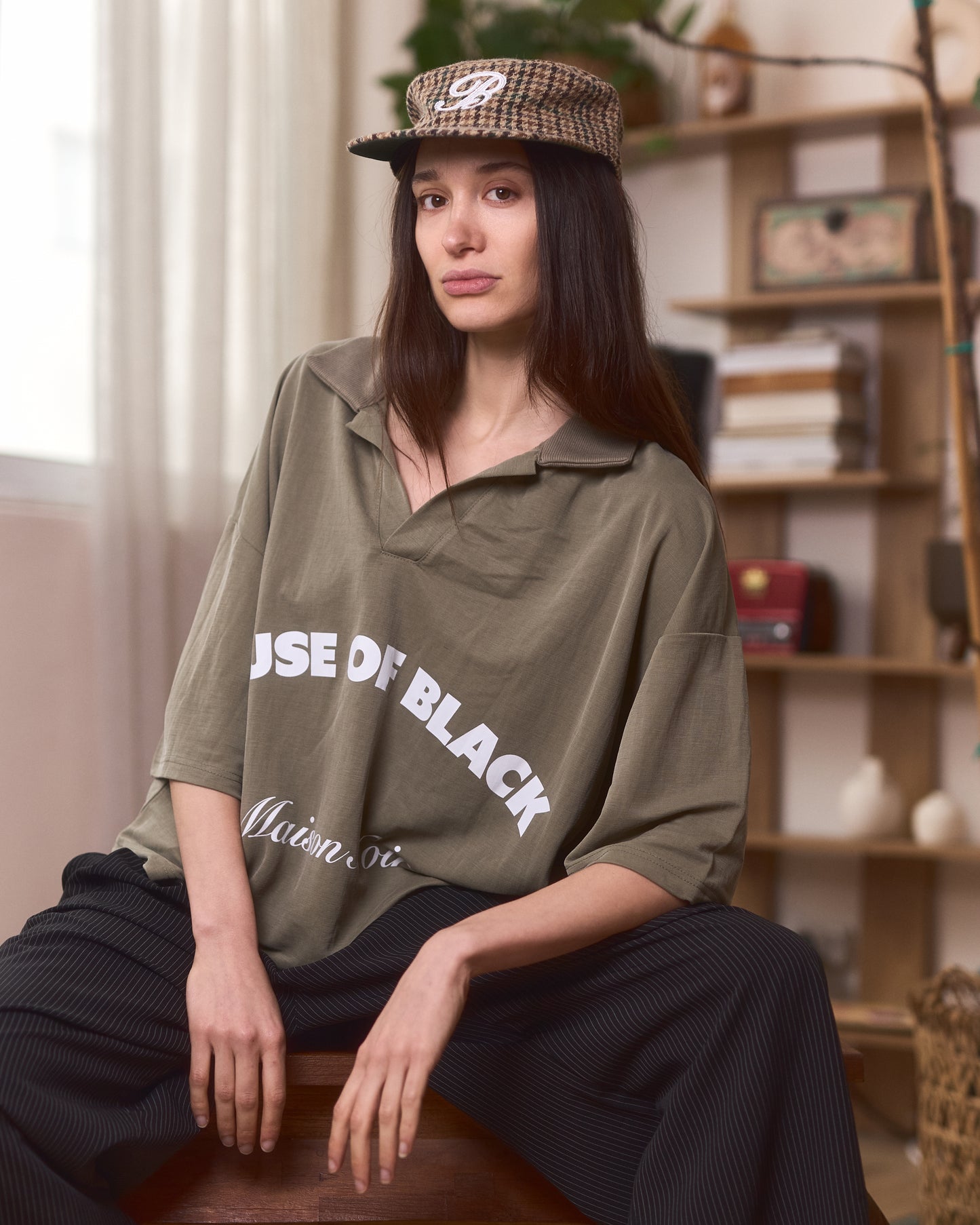 MAISON NOIR Green cropped polo shirt