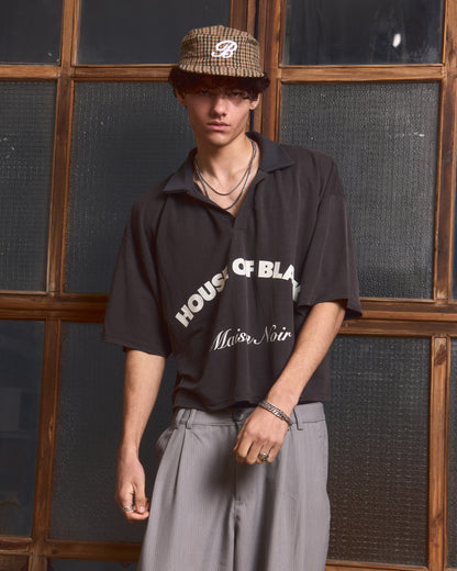 MAISON NOIR Grey cropped polo shirt